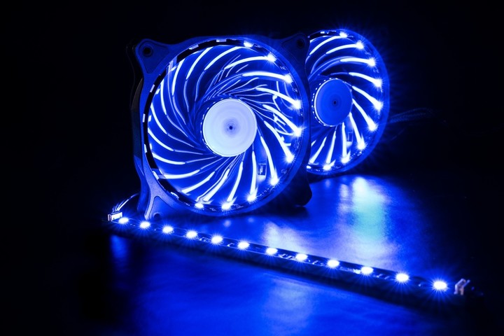 1stCool Fan KIT1, 2x RGB LED ventilátor 120x25mm+ LED pásek+ řadič+ dálkové ovládání_1330541890
