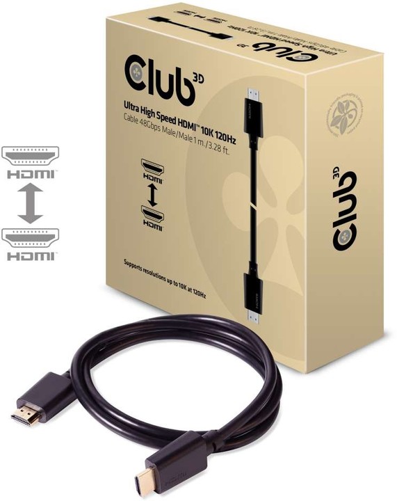 Club3D kabel HDMI 2.1, Ultra High Speed, 10K 120Hz (M/M), 1m_689140374