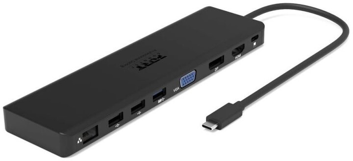 PORT CONNECT Dokovací stanice 11v1, 1x4K, RJ45,HDMI,Display Port,VGA,USB-C 100W, 4xUSB-A,micro/SD_1852606139