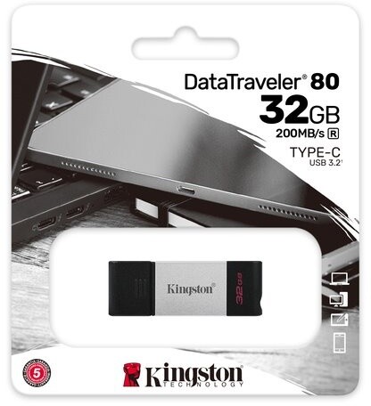 Kingston DataTraveler 80 - 32GB, černá/stříbrná_948119177