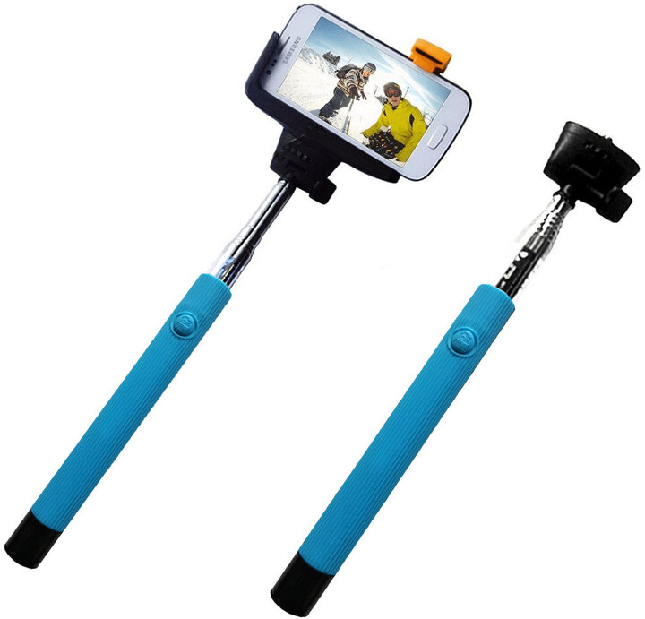 C-TECH Teleskopický selfie držák MP107G, Bluetooth, modrý_1271521450