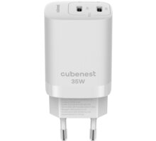 Cubenest síťová nabíječka S2D1, PD, 35W, 2x USB-C, bílá 6974699971382