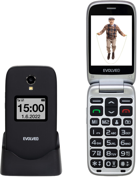 Evolveo EasyPhone FS s nabíjecím stojánkem, černá_1886493879