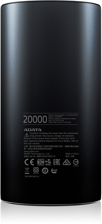 ADATA powerbank P20000D, 20000mAh, LED svítidlo, modro-šedá_821083560