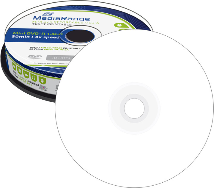 MediaRange DVD-R 8cm 1,4GB 4x, Printable, Spindle 10ks_1854532470