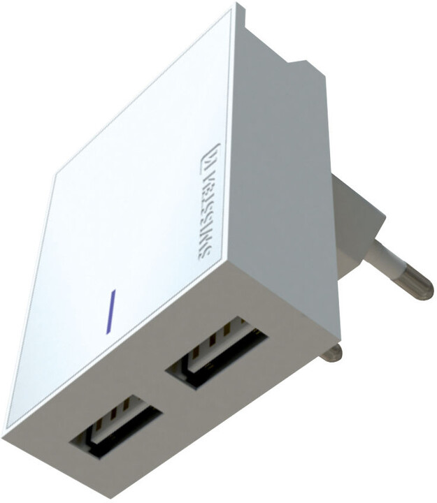 SWISSTEN síťový adaptér SMART IC, CE 2x USB 3 A Power + datový kabel USB/Type C 1,2m, bílá_271867171