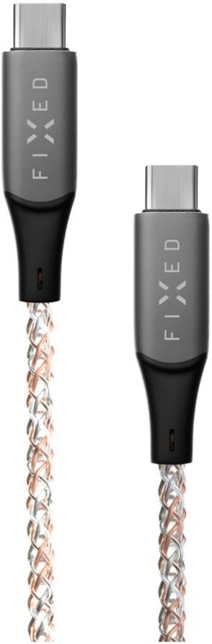 FIXED svítící nabíjecí kabel USB-C - USB-C, PD 60W, 1.2m, duhová_867833279