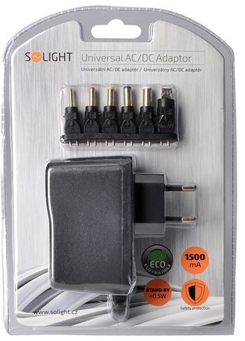 Solight univerzální síťový adaptér 1500mA, stabilizovaný, výměnné konektory_59618071