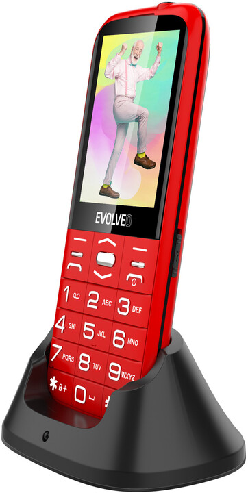 Evolveo EasyPhone XO s nabíjecím stojánkem, červená_1733265982