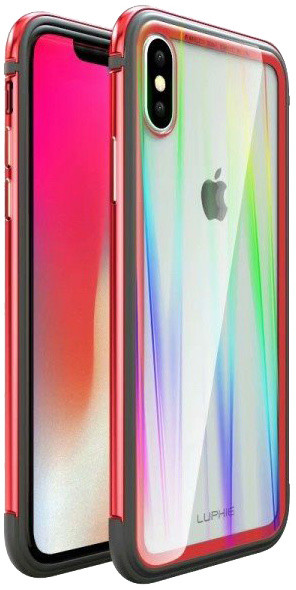 Luphie Aurora Condom Aluminium Frame + TPU Case pro iPhone XS Max, křišťálově červená_462575961