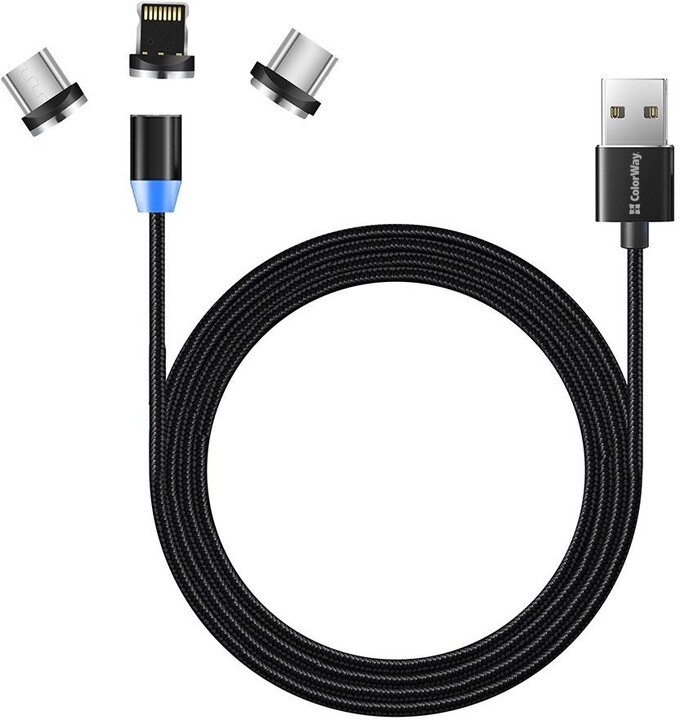 Colorway datový kabel 3v1 Lightning+MicroUSB+USB-C, magnetický, 2.4A, 1m_1327775918