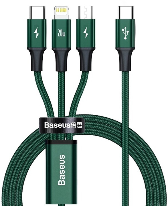 Baseus nabíjecí / datový kabel 3v1 Rapid Series USB-C - USB-C / Lightning / USB-C, PD 20W, 1.5m,_694127440