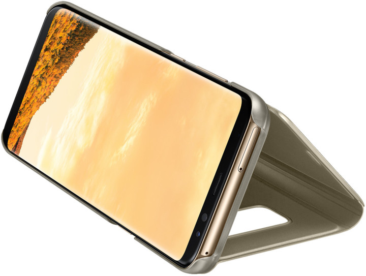 Samsung S8+, Flipové pouzdro Clear View se stojánkem, zlatá_1440229772