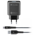 Cellularline Tetra Force Set USB nabíječky a USB-C kabelu 18W, Qualcomm® Quick Charge 3.0, černá_1385338565