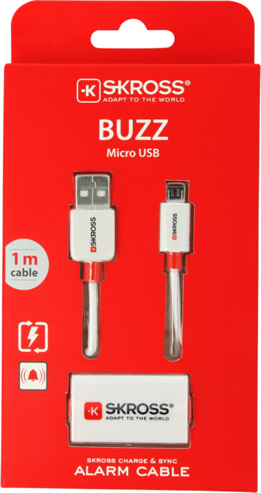 Skross Alarm USB kabel BUZZ Micro USB, akustické upozornění, délka 1m, pro nabíjení a přenos dat_1922595224