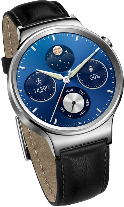 Huawei Watch W1 Stainless Steel/Black Leather Strap_478203127