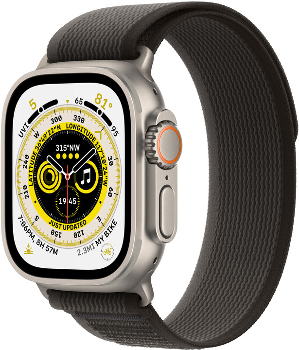 Apple Watch Ultra, 49mm, Cellular, Titanium, Black/Gray Trail Loop - M/L_1564258741