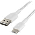 Belkin kabel USB-A - USB-C, M/M, opletený, 15cm, bílá_208588480