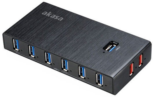Akasa USB hub Elite 10EX, 10x USB 3.0, 2 nabíjecí porty, černý_18130006