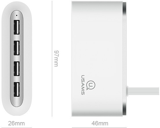 USAMS SJ238 4 Ports USB Hub (EU Blister), bílá_931831198