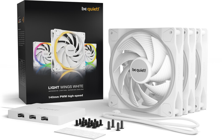 Be quiet! LIGHT WINGS White, PWM, high-speed, 140mm, Triple-Pack_699027330