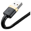 BASEUS kabel Cafule USB-A - Lightning, nabíjecí, datový, 3m, zlatá/černá