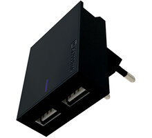 SWISSTEN síťový adaptér SMART IC, CE 2x USB 3 A Power + datový kabel USB/Type C 1,2m, černá_1265137562