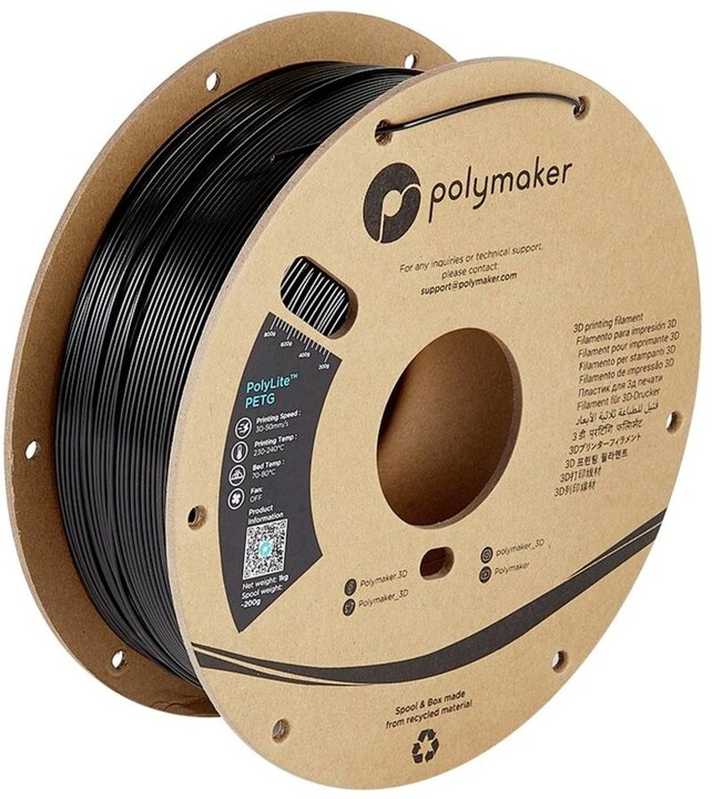 Polymaker tisková struna (filament), PolyLite PETG, 1,75mm, 1kg, černá_874552778