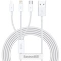 BASEUS kabel Superior 3v1, USB-A - USB-C/micro USB/Lightning, nabíjecí, 1.5m, bílá_1934635688