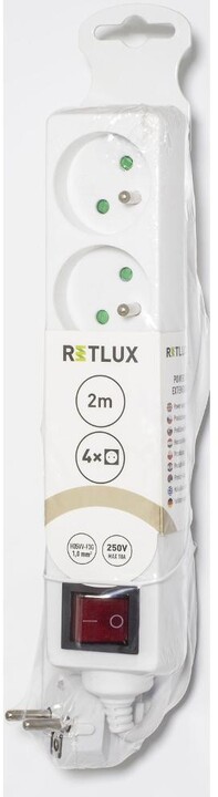 Retlux prodlužovací přívod RPC 24, 4 zásuvky, s vypínačem, 2m, bílá_1890883328