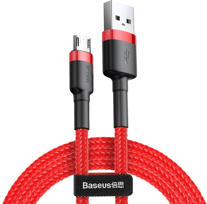 Baseus odolný nylonový kabel USB Micro 1.5A 2M, červená + červená