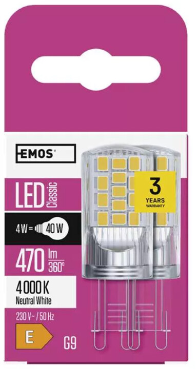 Emos LED žárovka Classic JC, 4W, G9, neutrální bílá, 2ks_1849465561