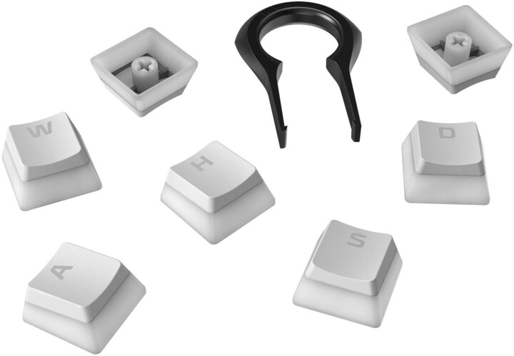 HyperX vyměnitelné klávesy Pudding PBT, 104 kláves, bílé, US_1648429786