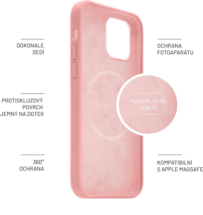 FIXED tvrzený silikonový kryt MagFlow pro iPhone 12 mini, kompatibilní s MagSafe, růžová_1926544894