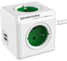 PowerCube EXTENDED USB prodlužovací přívod 1,5m - 4 zásuvka, zelená