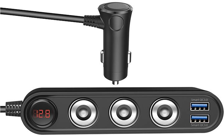 YENKEE nabíjecí adaptér do auta YAC 470, 3x USB-A, USB-C, 3x 12V, černá_504155265
