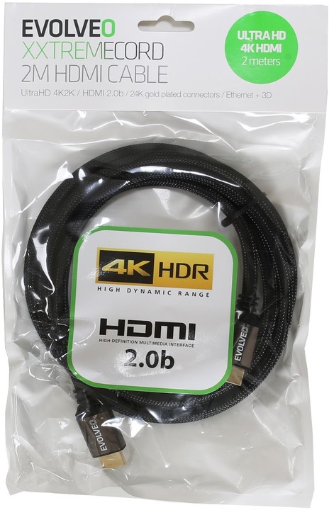 EVOLVEO XXtremeCord, kabel HDMI 2.0b podpora UltraHD 4K2K/HDR, 1m