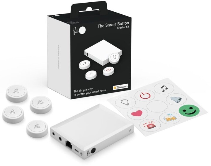 Flic 2 Starter Kit -4x chytré Bluetooth tlačítko, Hub LR, síťový adaptér, nálepky_2112951432