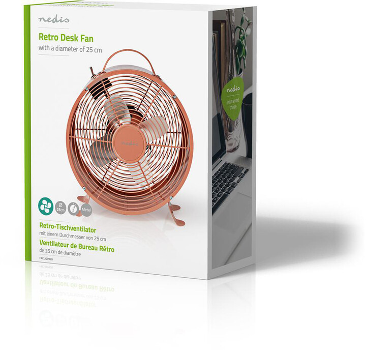 NEDIS stolní ventilátor, 25cm, 20W, 2 rychlosti, růžová_723385065