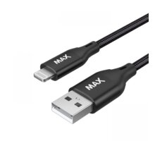 MAX kabel MFi Lightning - USB 2.0, opletený, 1m, černá_661881440