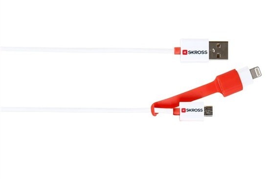 Skross USB 2in1 Charge'n Sync, délka 1m, micro USB a Apple Lightning combo konektor