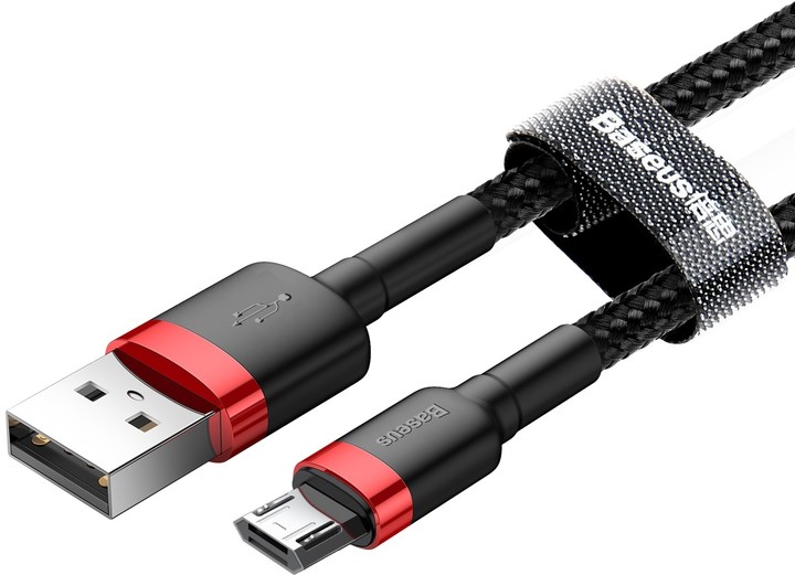 Baseus odolný nylonový kabel USB Micro 1.5A 2M, červená + černá_661129934