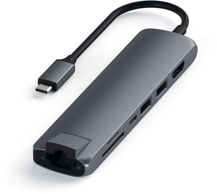 Satechi USB-C Multiport - 1xHDMI 4K,2x USB-A,1x SD,1x Ethernet, šedá_967538186