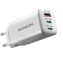 AXAGON síťová GaN nabíječka ACU-DPQ65W, 2x USB-C, USB-A, PD3.0/QC4+/PPS/Apple, 65W, bílá