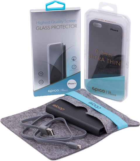 EPICO 3in1 BLACK EDITION iPhone 6/6S - Case Matt + Powerbank E12 + Glass_202292911