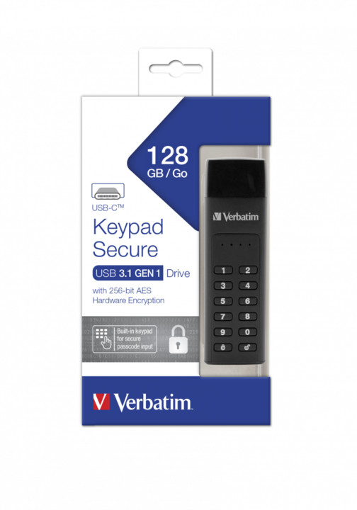 Verbatim Keypad Secure Drive USB-C, 64GB, černá_1975247027