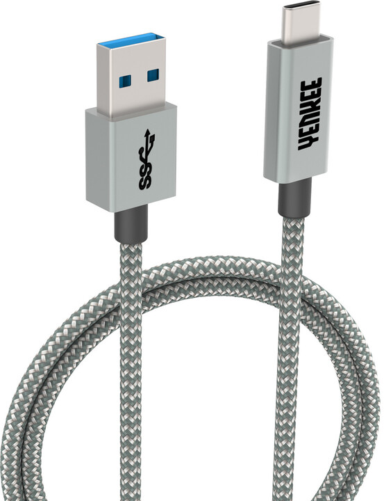 YENKEE kabel YCU 311 GY USB-A- USB-C, 15W, 1m, šedá