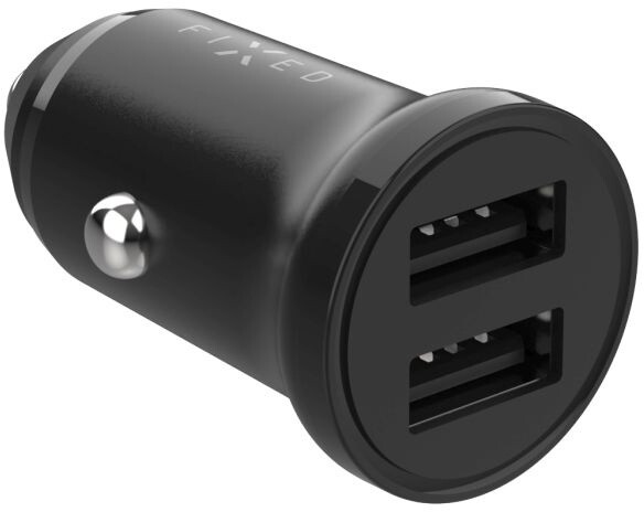FIXED autonabíječka, 2xUSB-A, 15W Smart Rapid Charge, černá + kabel USB-A - Lightning, MFi, 1m_1459971544
