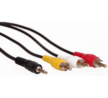 AQ KVJ015, 3,5mm AV jack/3 RCA (cinch) - kompozitní a audio video kabel, 1,5m_15158736