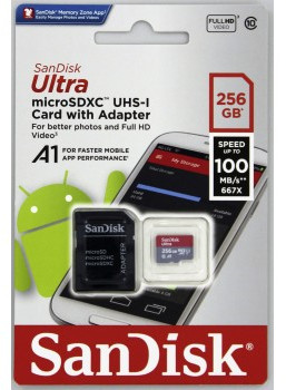 SanDisk Micro SDXC Ultra Android 256GB 100MB/s A1 UHS-I + SD adaptér_179866045